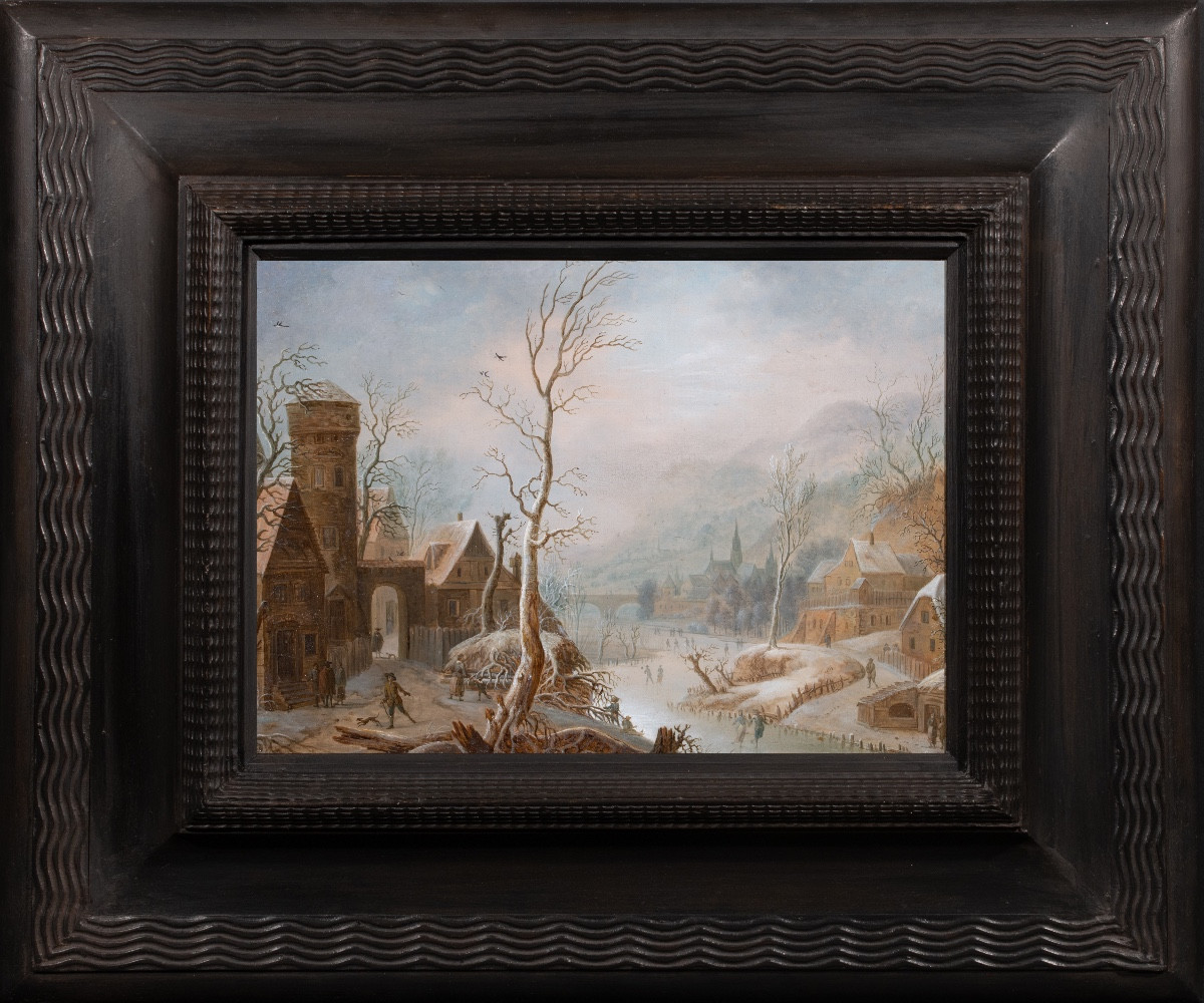 Winter Landscapes With Skaters By Johann Christian Vollerdt, 18th Century