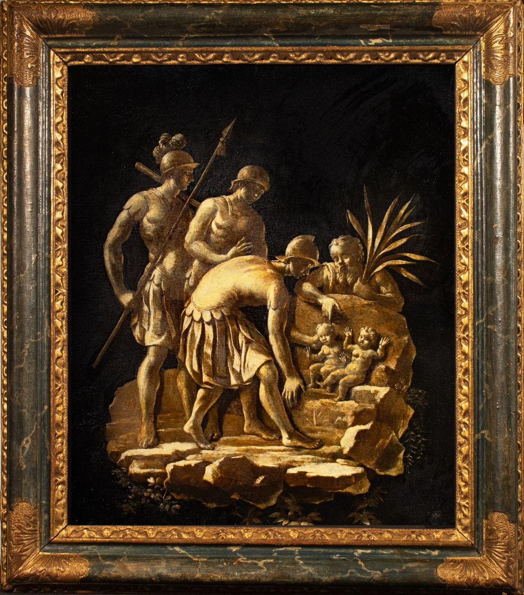 La découverte de Romulus et Remus par Faustulus , daté 1564