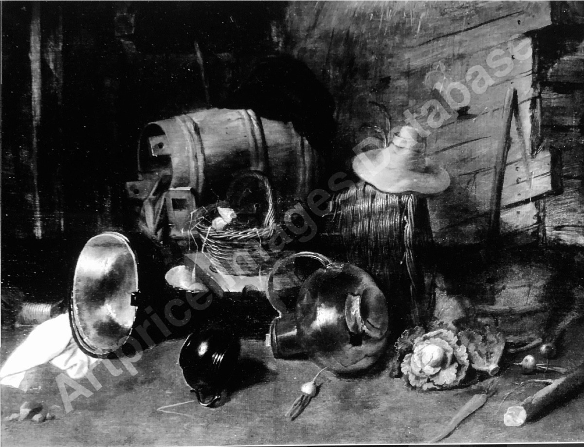 Intérieur d'atelier avec vieil homme assis attribué à David Ryckaert III-photo-2