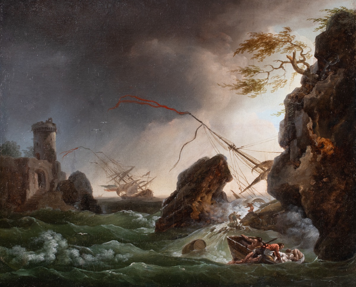 Marine orageuse avec naufrage , atelier de Vernet vers 1760-photo-2