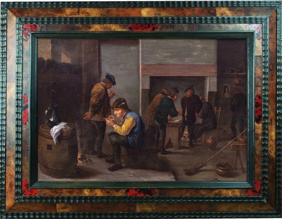 Les fumeurs , atelier d'Adriaen Brouwer , Hollande 17 è siècle 