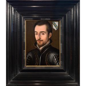 Portrait Of A Gentleman In Armor Aged 30, France End Of 16th Century 