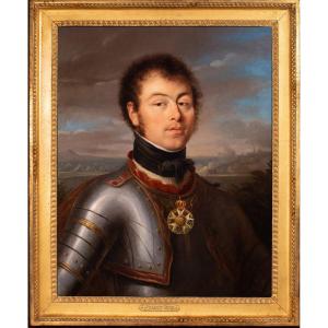 Portrait en armure d'Arbaud de Jouches , France , époque Charles X