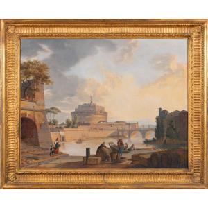 Vue de Rome avec le Château Saint-Ange  , Italie 18 è siècle