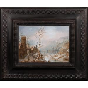 Paysages d'hiver avec patineurs par Johann Christian Vollerdt , 18 è siècle