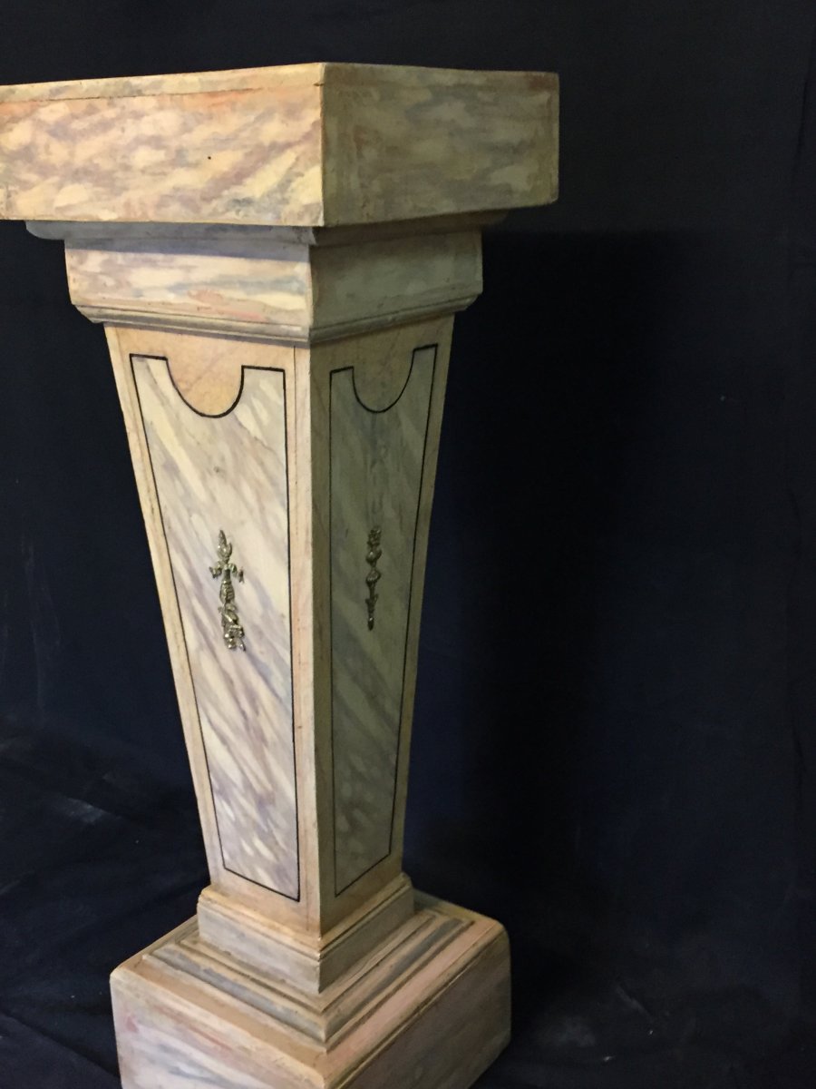 Column Wood Faux Marble XIXth-photo-2