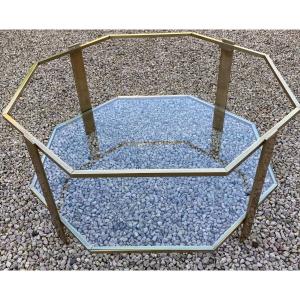 Octagonal Coffee Table By Jacques Quinet For Maison Malabert 