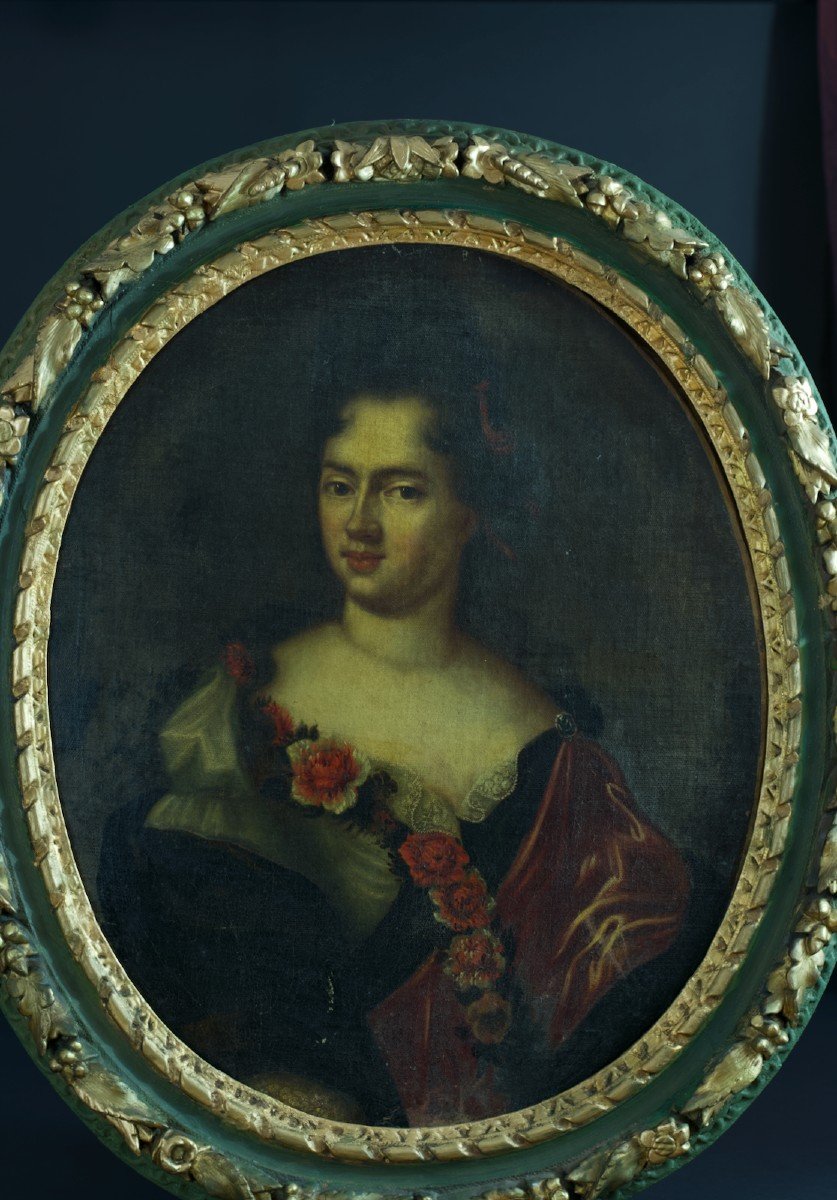 François De Troy ent. Ancien Tableau Portrait De Femme Courtisane 17 ème Ent.  Cadre-photo-4