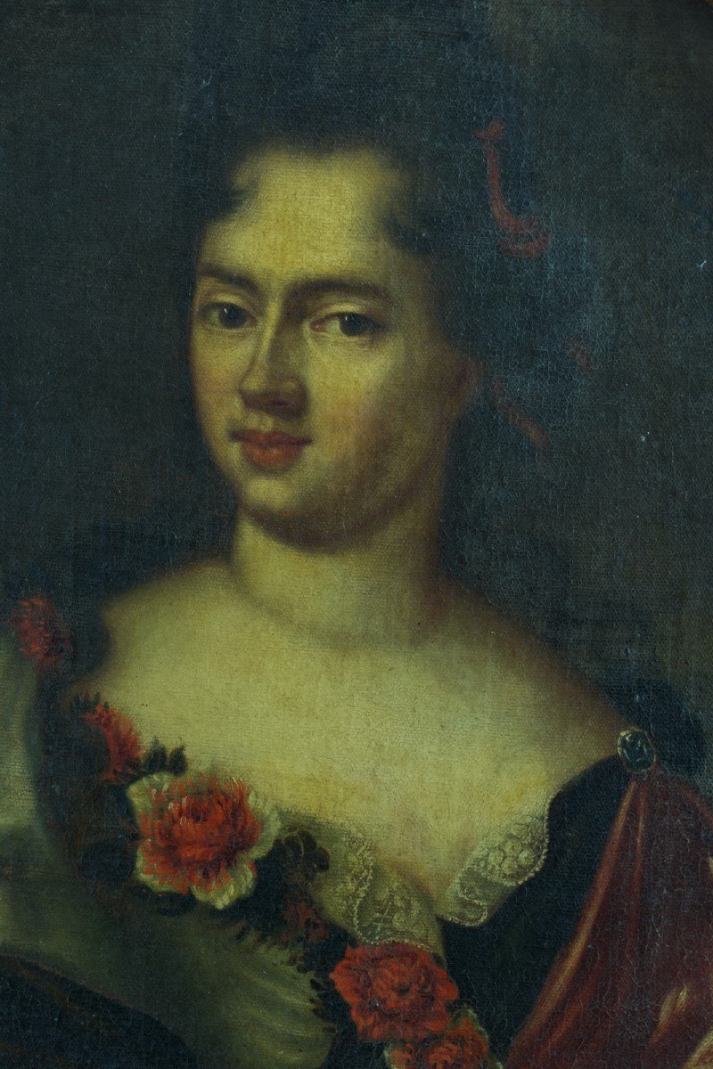 François De Troy ent. Ancien Tableau Portrait De Femme Courtisane 17 ème Ent.  Cadre-photo-1