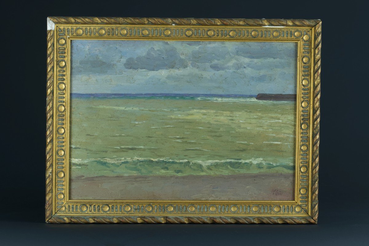 Charles Jean Ogier Tableau Marine Bord De Mer Saint Jean De Luz Vague 1888 Pays Basque-photo-3