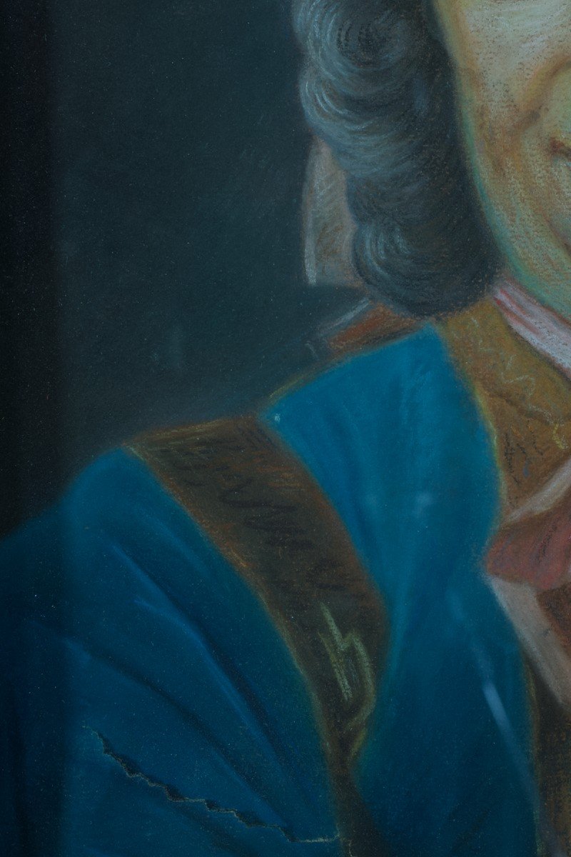 Quentin La Tour  Ancien Tableau Portrait d'Homme Perruque Musicien 18 ème Pastel-photo-2