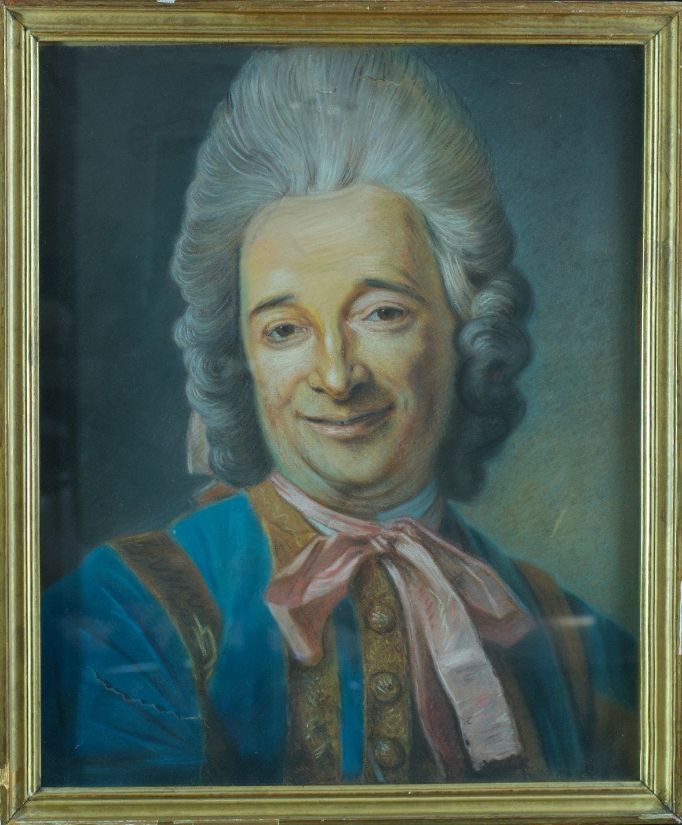 Quentin La Tour  Ancien Tableau Portrait d'Homme Perruque Musicien 18 ème Pastel-photo-5