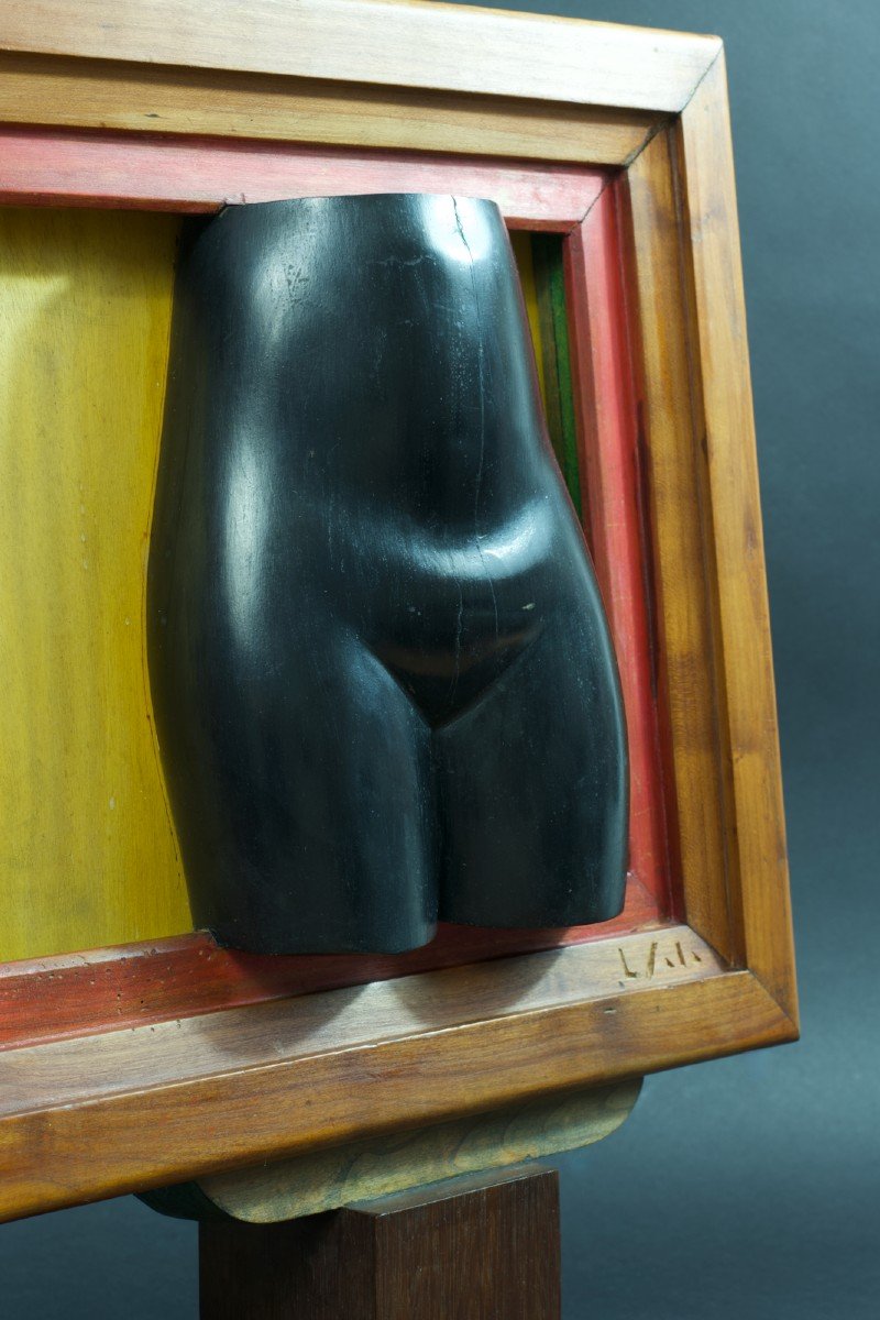 Louis Sala Old Female Nude Erotic Sculpture Carved Wood Vintage Design Decor-photo-4