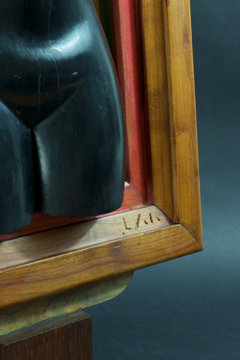 Louis Sala Old Female Nude Erotic Sculpture Carved Wood Vintage Design Decor-photo-1