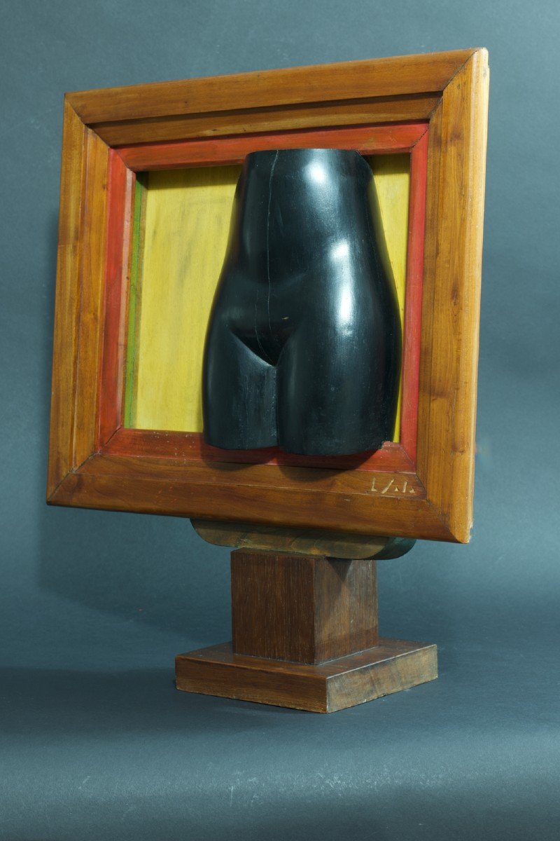 Louis Sala Old Female Nude Erotic Sculpture Carved Wood Vintage Design Decor-photo-3