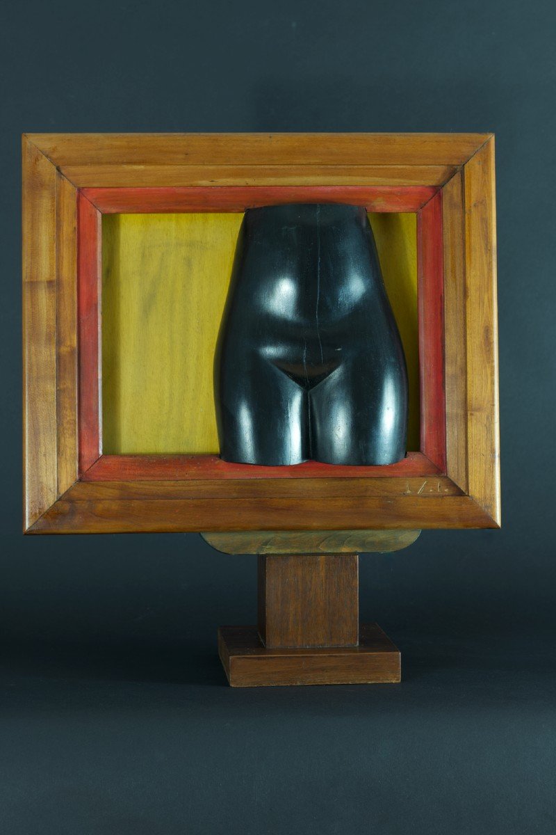 Louis Sala Old Female Nude Erotic Sculpture Carved Wood Vintage Design Decor
