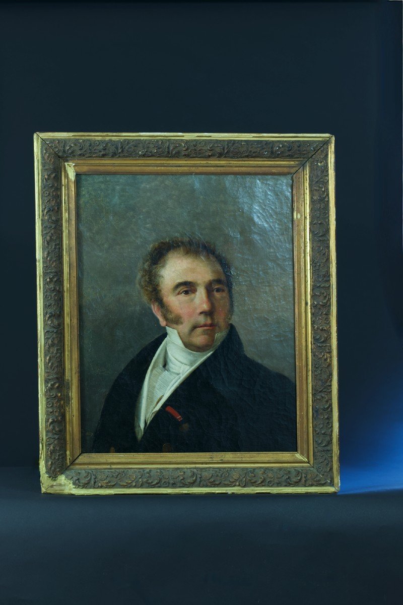 Lienard Beautiful Painting Old Empire Portrait Man White Tie Lille Hst 19th-photo-2