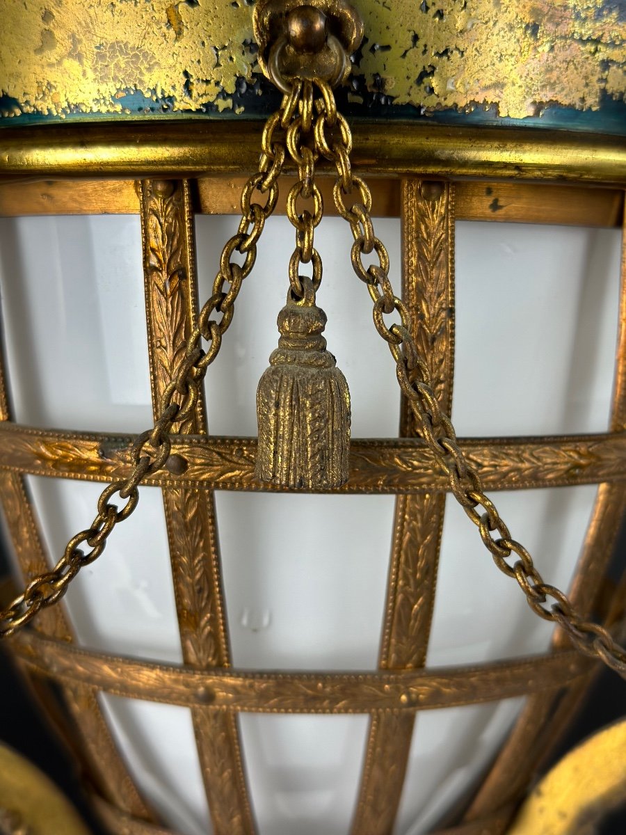 Old Large Bronze Oil Lamp Louis XVI Rams Athenian Perfume Chain Gouthiére-photo-3