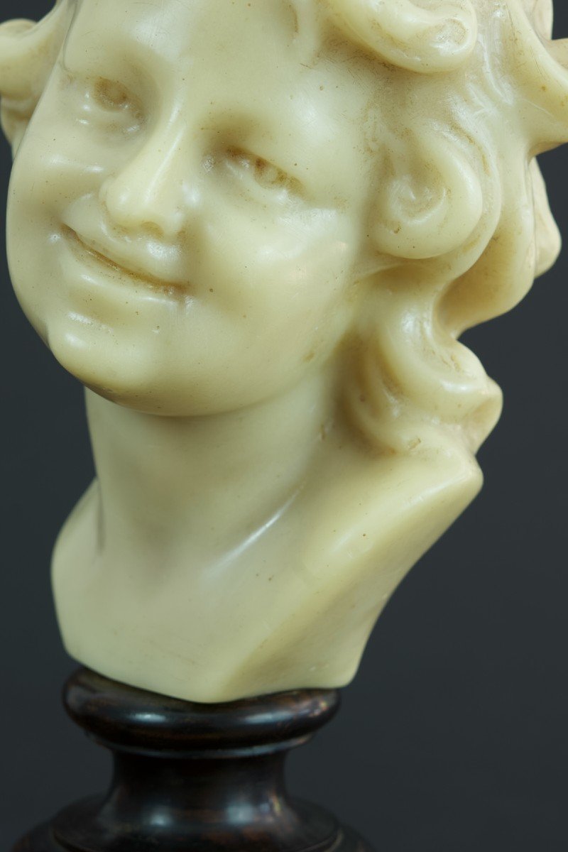 Old Bust Head Of A Laughing Child Jean Baptiste Carpeaux Wax 19th-photo-2