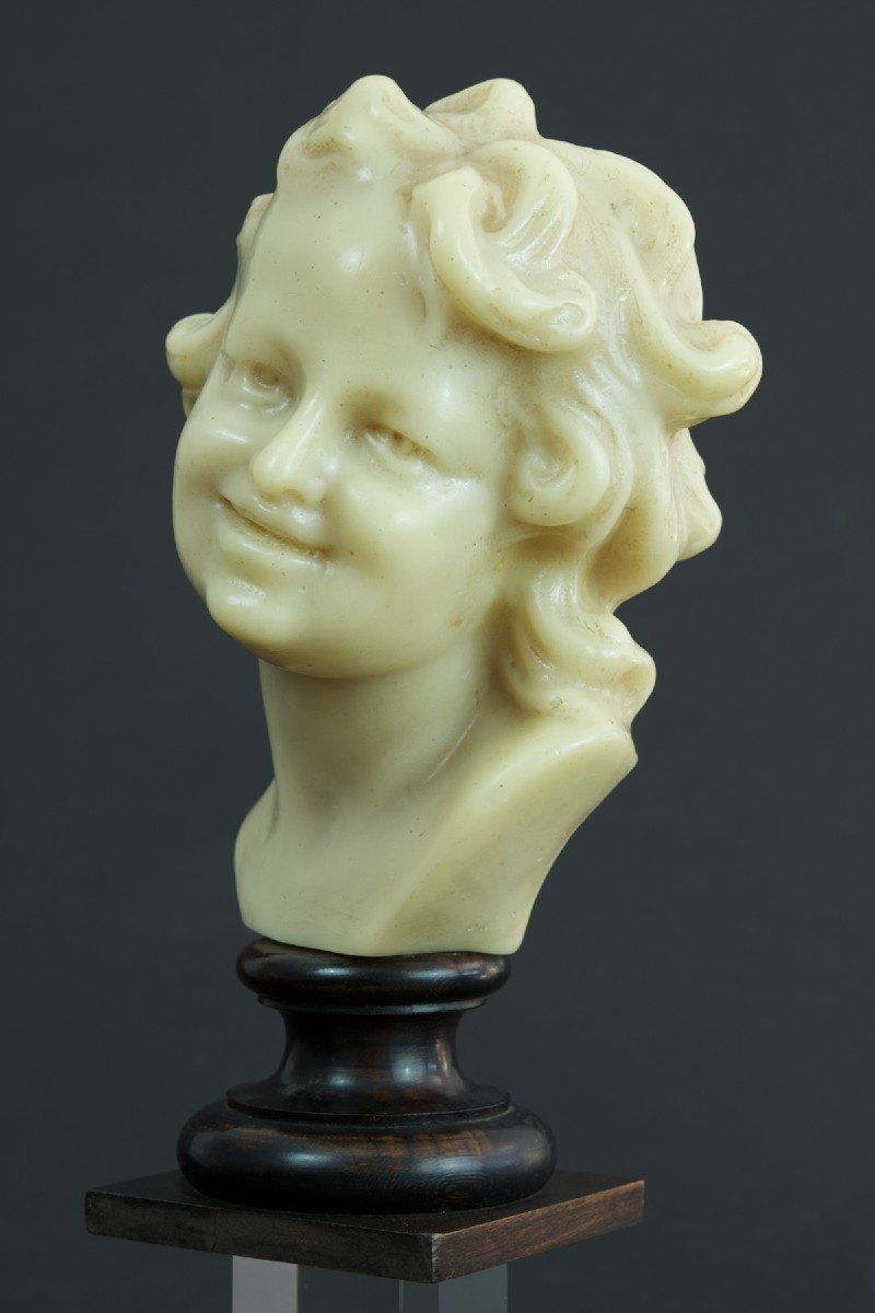 Old Bust Head Of A Laughing Child Jean Baptiste Carpeaux Wax 19th-photo-3