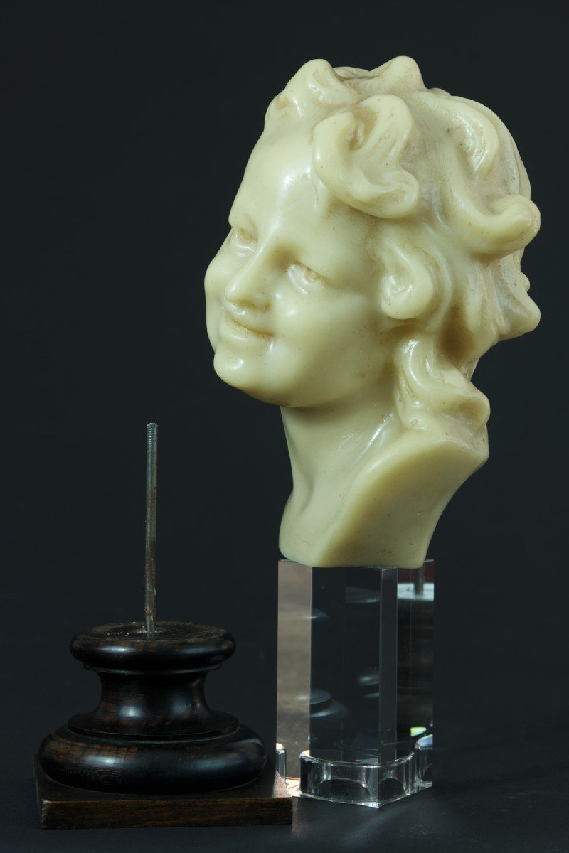 Old Bust Head Of A Laughing Child Jean Baptiste Carpeaux Wax 19th-photo-6