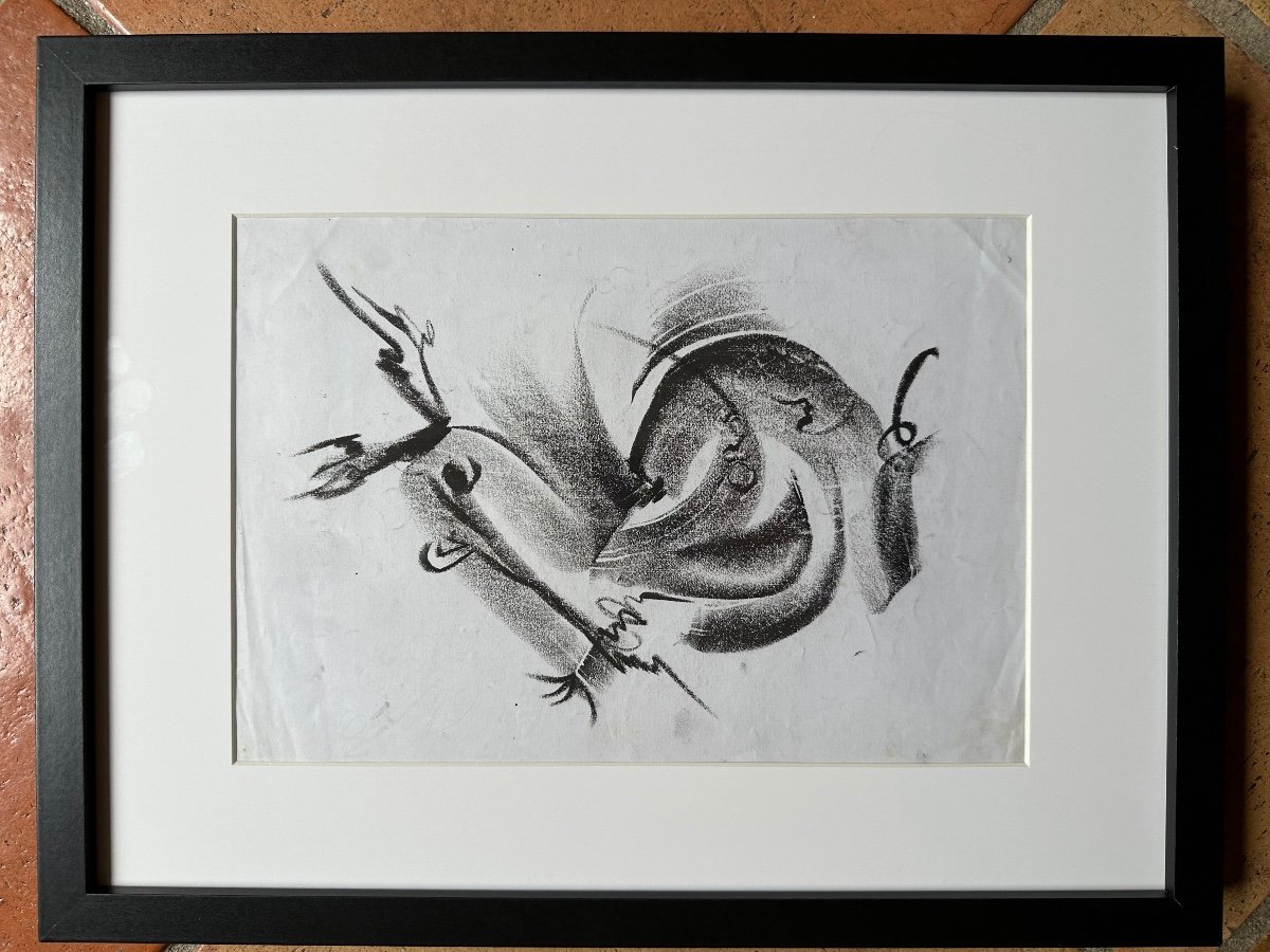 José Kablat Old Abstract Drawing Lyrical Abstraction 1960 Hans Hartung 20th Free Form-photo-2