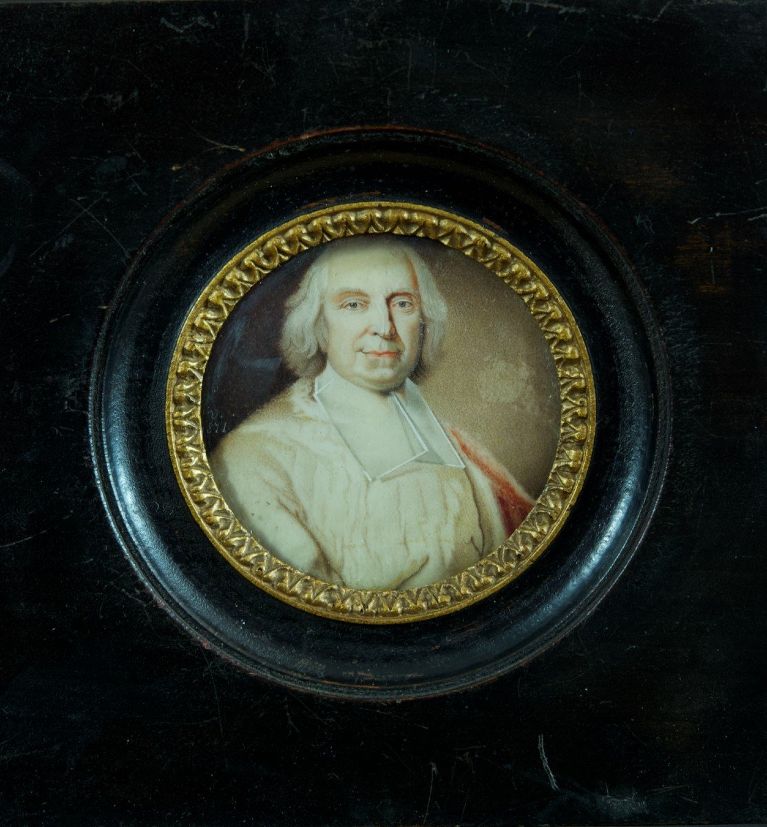 Hyacinthe Rigaud  Ancien Tableau Portrait Miniature Cardinal Fleury Perpignan 1811