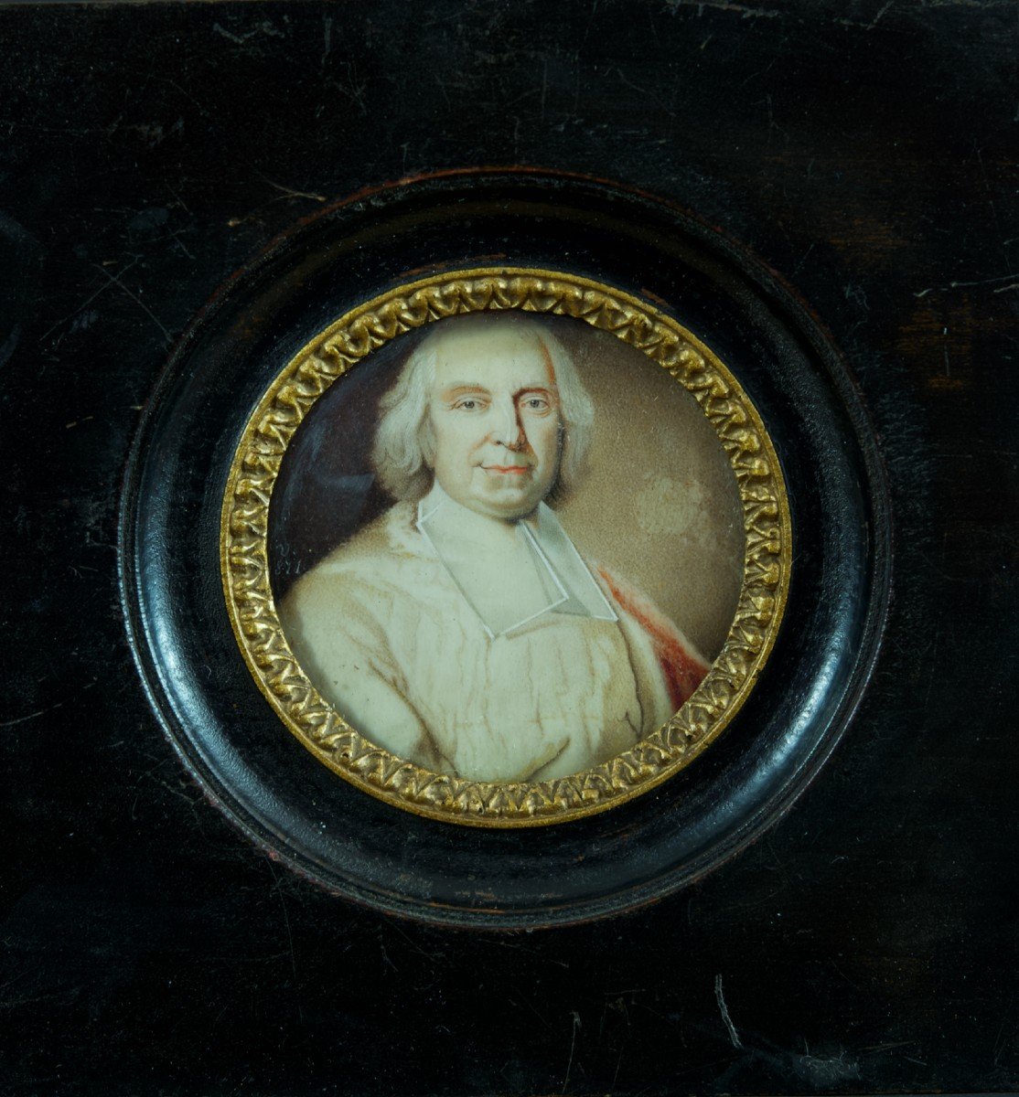 Hyacinthe Rigaud Old Miniature Portrait Painting Cardinal Fleury Perpignan 1811