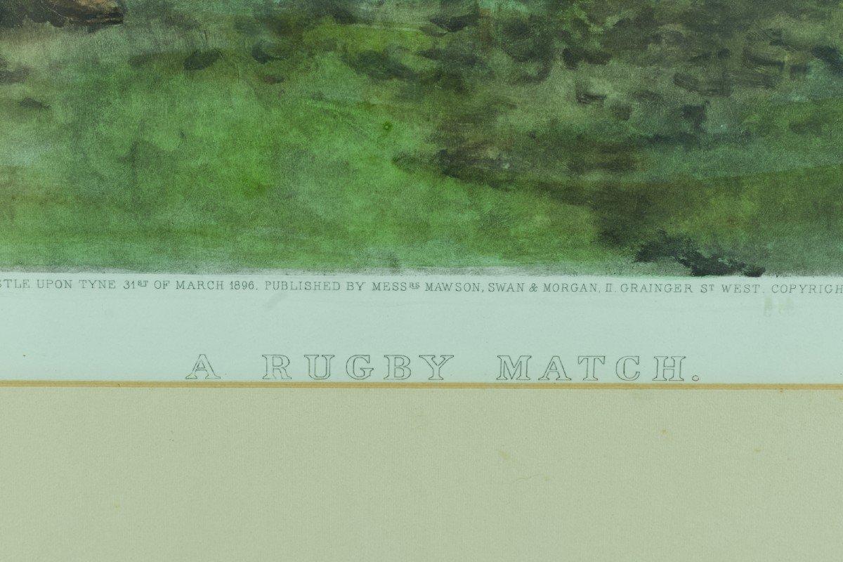 Ancienne Lithographie Sport Equipe Match Rugby Stade Rwc 23 A Rugby Match Wollen William Barnes-photo-4