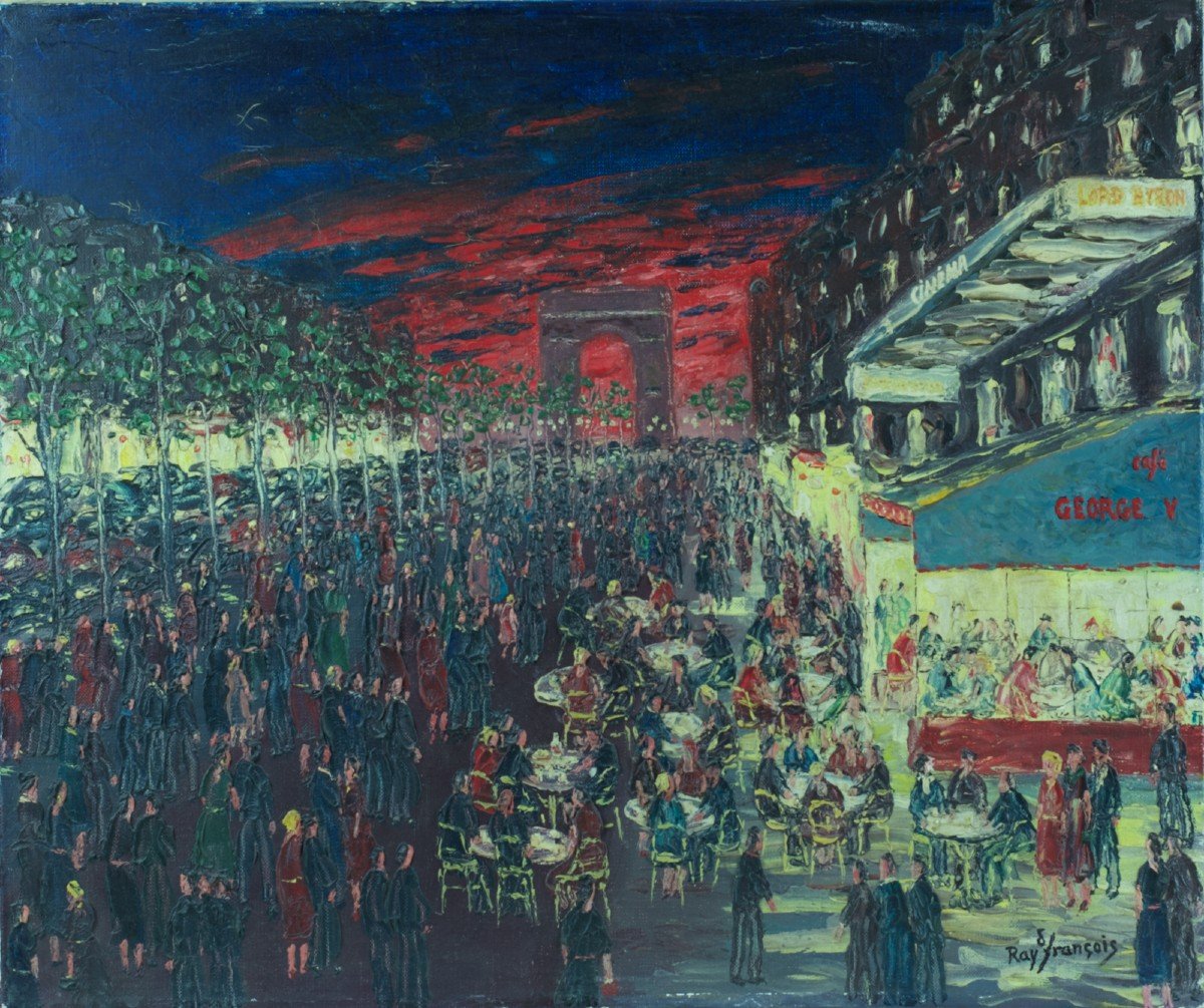 Painting Paris The Champs Elysées Raymond François Georges V Cinema Lord Byron 1950 Summer Evening