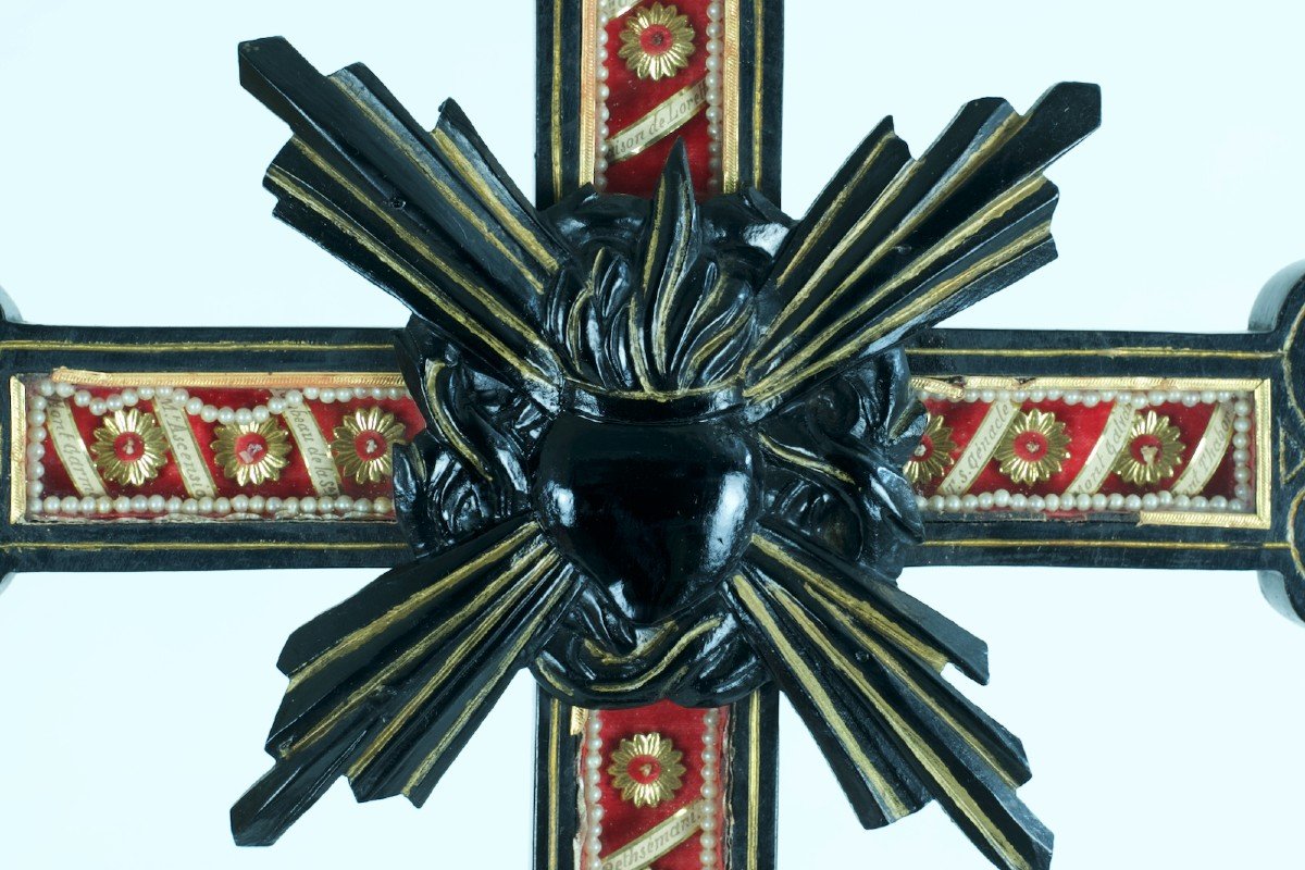 Spectaculaire Relique Grande Croix Passionniste Multi Reliquaire 15 Reliques Terre Sainte-photo-1