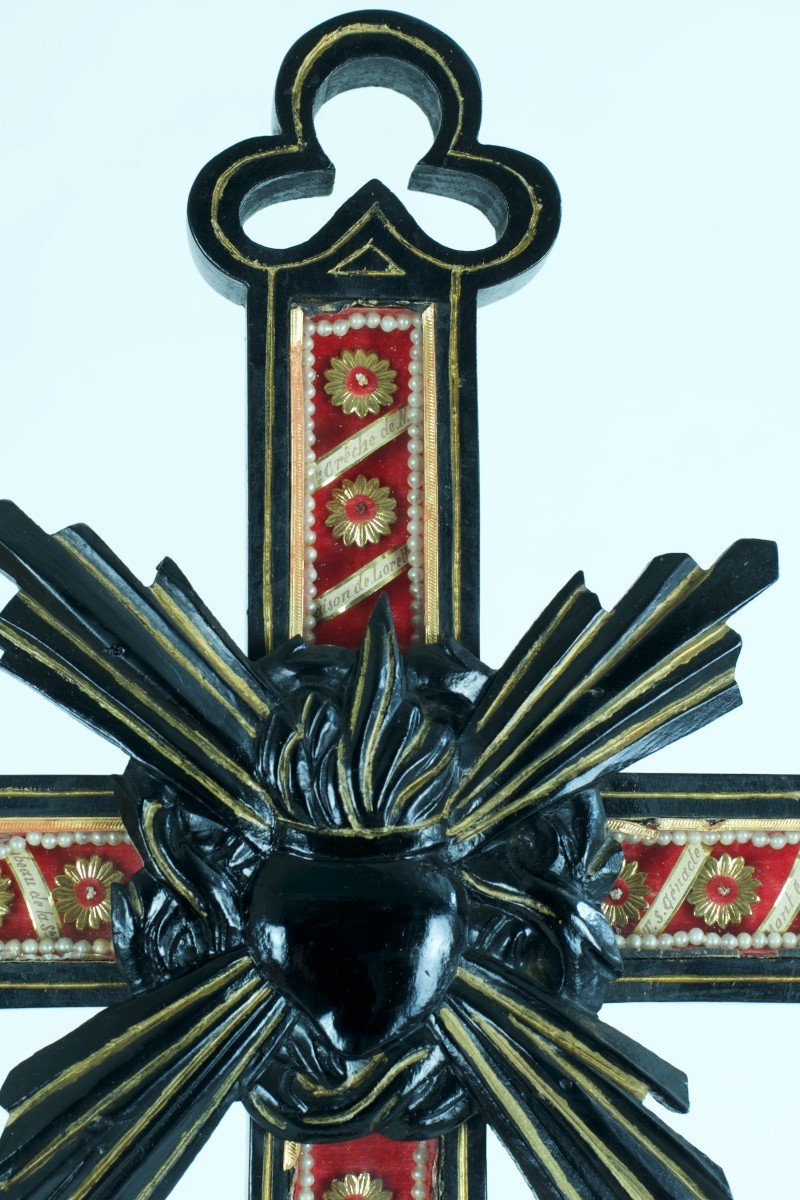 Spectaculaire Relique Grande Croix Passionniste Multi Reliquaire 15 Reliques Terre Sainte-photo-2