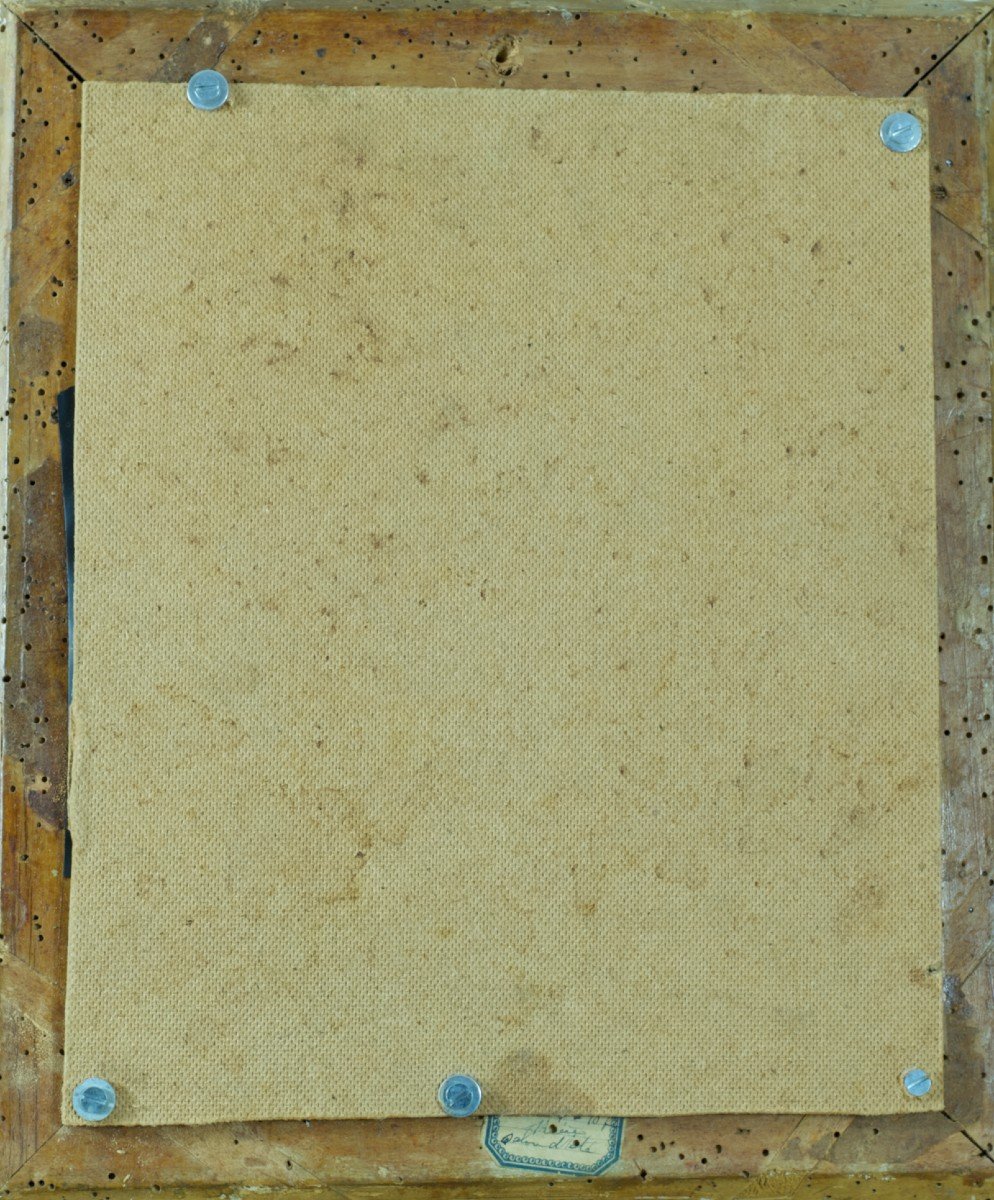 Rare Old Painting Young Greek Portrait And Lily Allegory Fertility Marble Garden 19th-photo-5