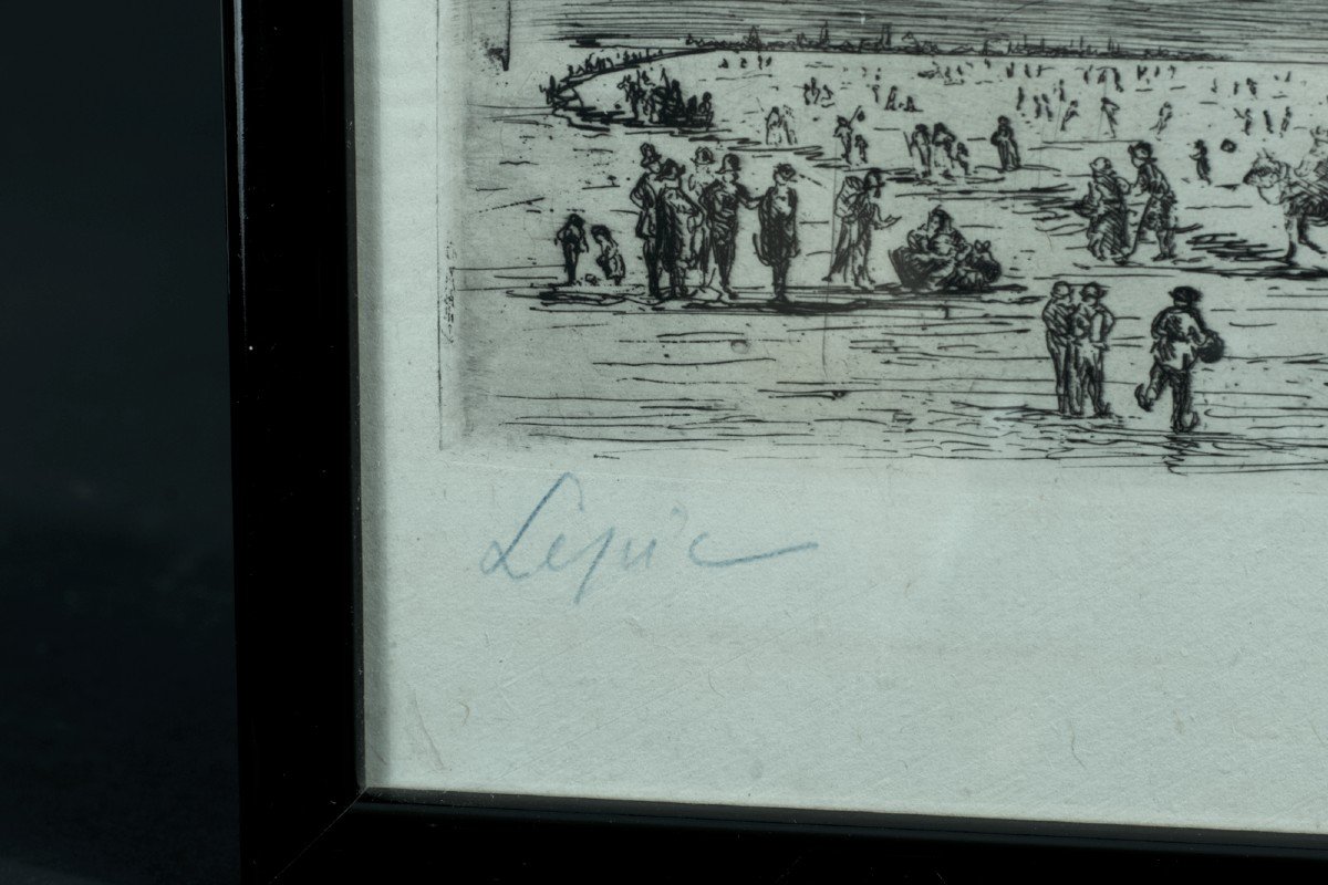 Ludovic-napoléon Lepic Ancienne Gravure Impressionniste Patineur Rivière 1867 Degas Rare-photo-3