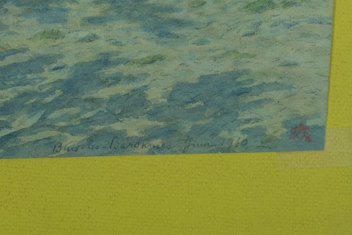 Ancien Dessin Henri Rivière Paysage La Drome Buis-les-baronnies Genêts Oliviers Provence-photo-3