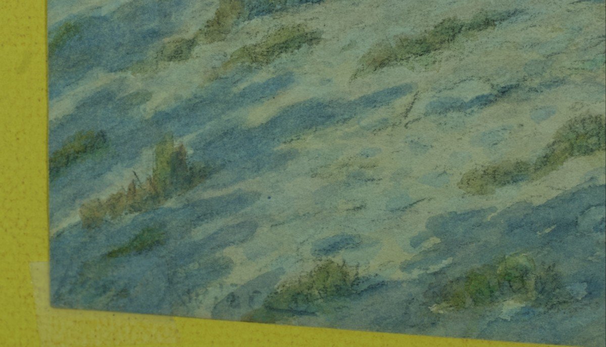 Ancien Dessin Henri Rivière Paysage La Drome Buis-les-baronnies Genêts Oliviers Provence-photo-4