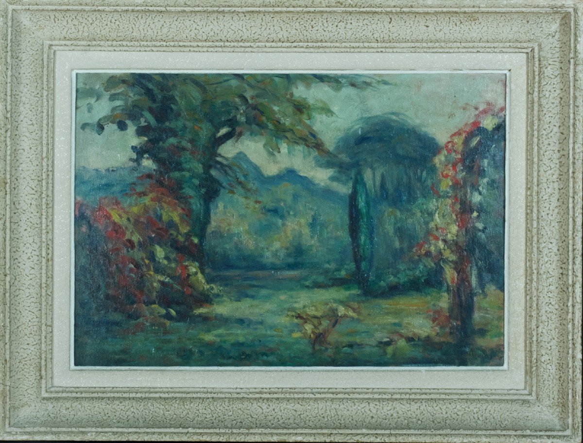 Marthe Lucas Old Painting Impressionist Landscape Parc Les Andelys Sv Lebasque Rouen-photo-3