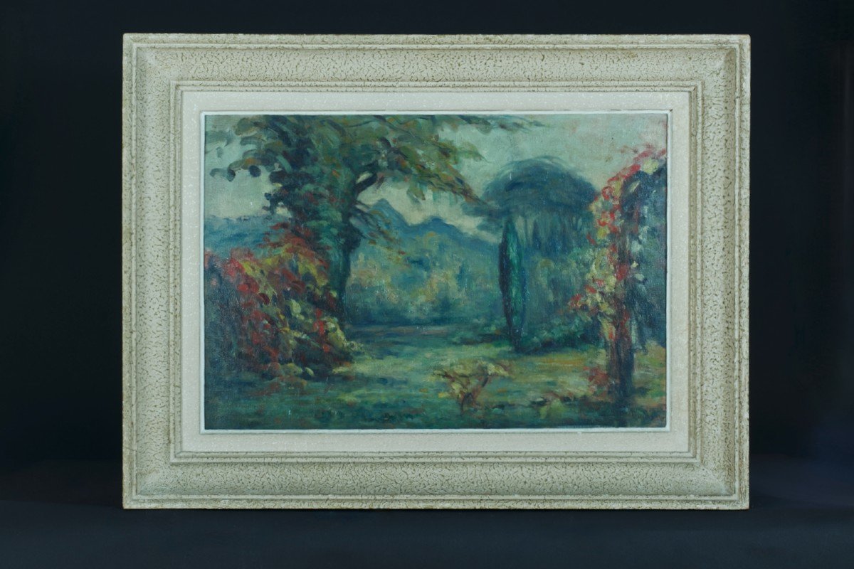 Marthe Lucas Old Painting Impressionist Landscape Parc Les Andelys Sv Lebasque Rouen-photo-4