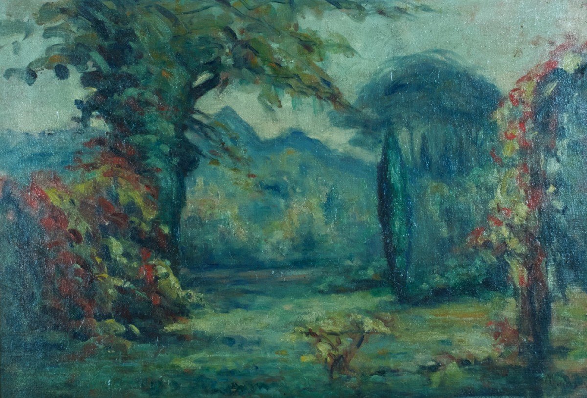 Marthe Lucas Old Painting Impressionist Landscape Parc Les Andelys Sv Lebasque Rouen