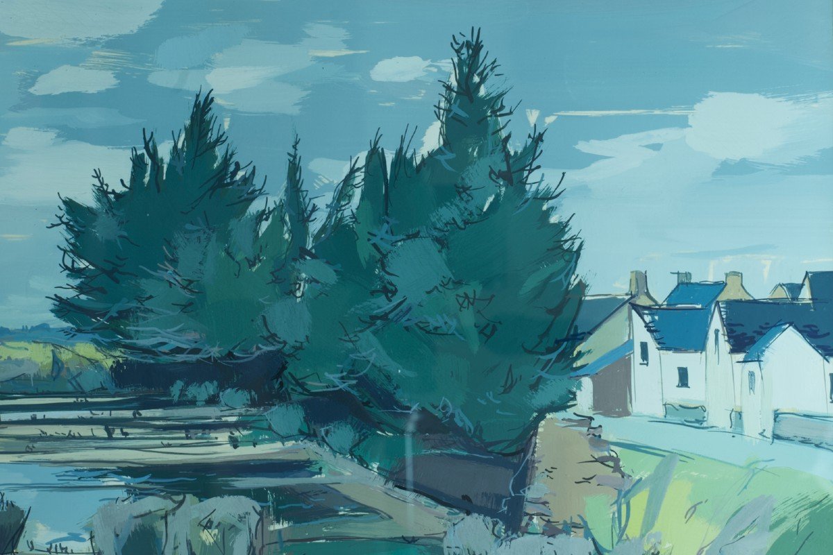 Michel Maury Large Modern Painting Guérande Marais Salant Sea Brittany Marine-photo-1