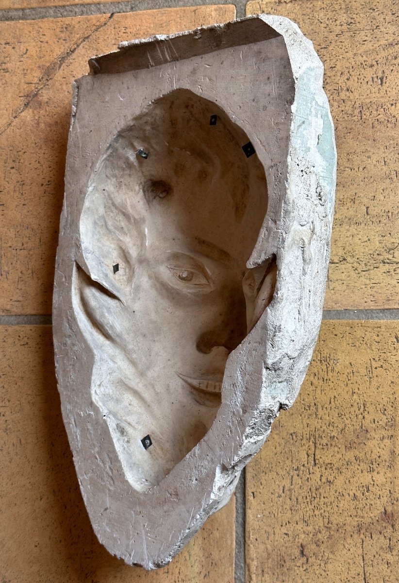 Ancien Masque  sculpteur Faune Matrice De Moulage Plâtre Art Déco Modèle Moule Matrice -photo-2