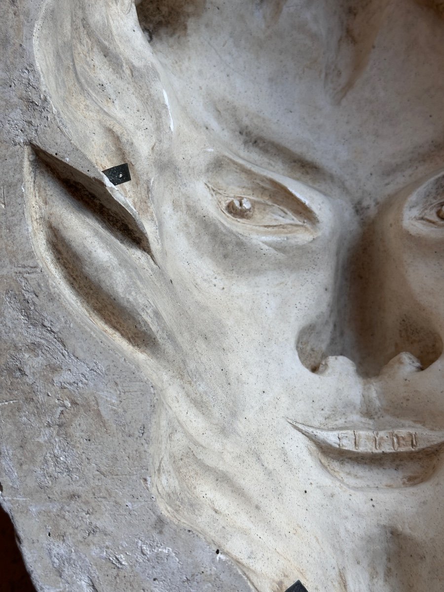 Ancien Masque  sculpteur Faune Matrice De Moulage Plâtre Art Déco Modèle Moule Matrice -photo-1