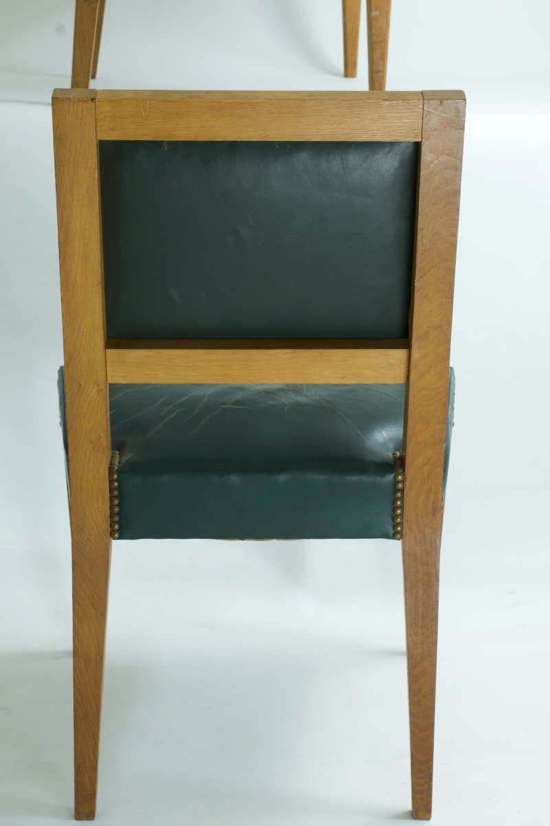 Old Pair Of Armchairs 1940 Art Déco  Oak Leather Administration Esp. Arbus Hold Quinet Design-photo-5