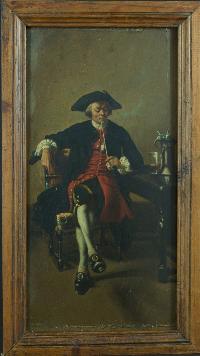 Attribute Meissonier Old Painting Portrait Man Reader Book Smoker Tavern X 2-photo-3