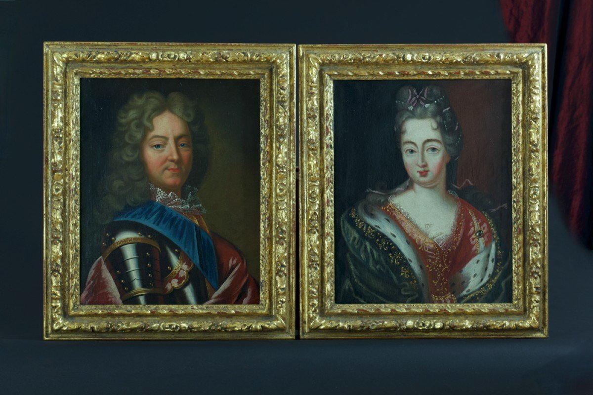 Pierre Gobert Beautiful Old Painting Portrait Royal Couple Duke Of Vendôme 18th -photo-8