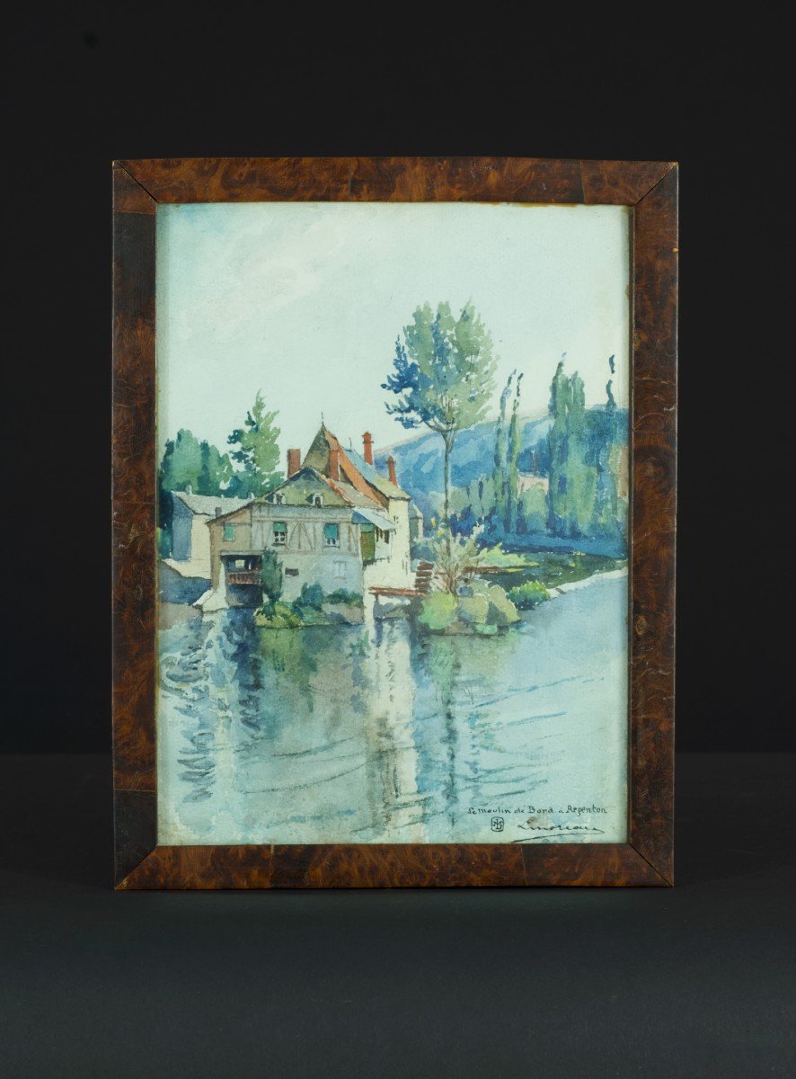 Pierre Louis Moreau  Vue De La Creuse Argenton Moulin Aquarelle Crozant -photo-3