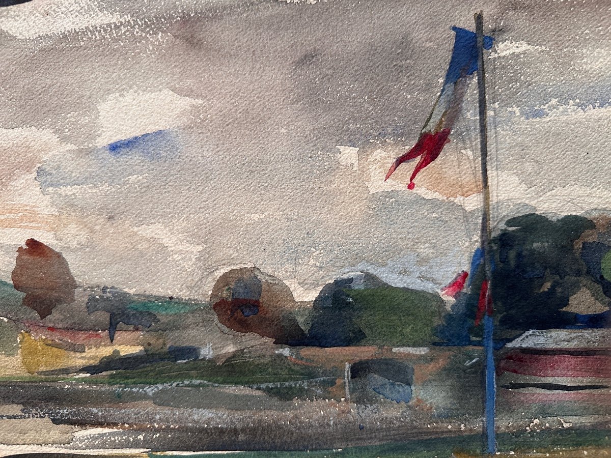 Jean Terles Beautiful Landscape Drawing Flagpole With A Tricolor Flag Study Modern Art Landscape -photo-3