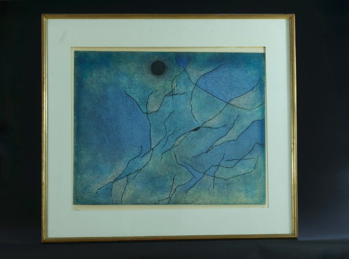 Gustave Singier Engraving Abstraction Colors 1960 Modern Art-photo-3