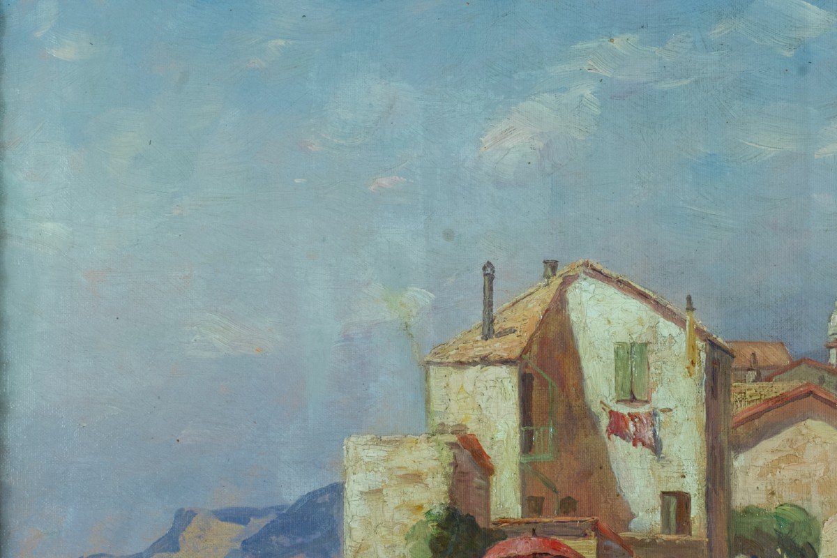 Alexandrine Von Wistinghausen  Estonie  Tableau Paysage Du Sud Animé 19e Peinture Tallinn-photo-1