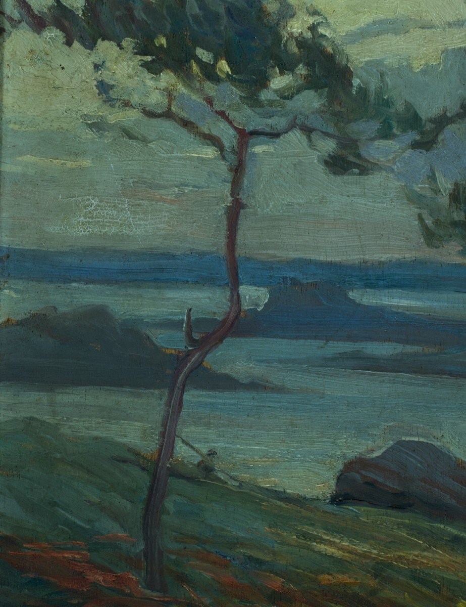 Marcelin Jean Botrel  Tableau Ancien Peinture Paysage Bord De Mer île-de-bréhat Bretagne 